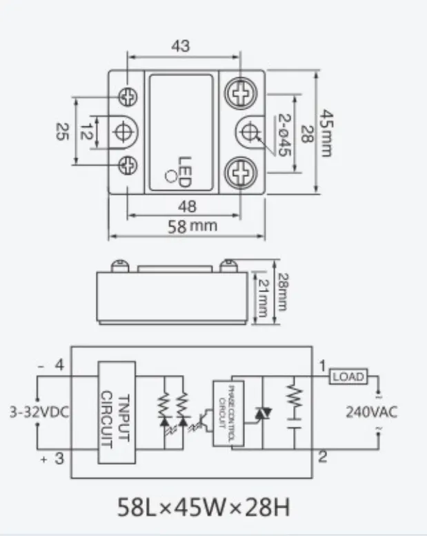 DC to AC Solid State Relay/24-480VAC Solid State Relay /40A Single Phase Solid Relay