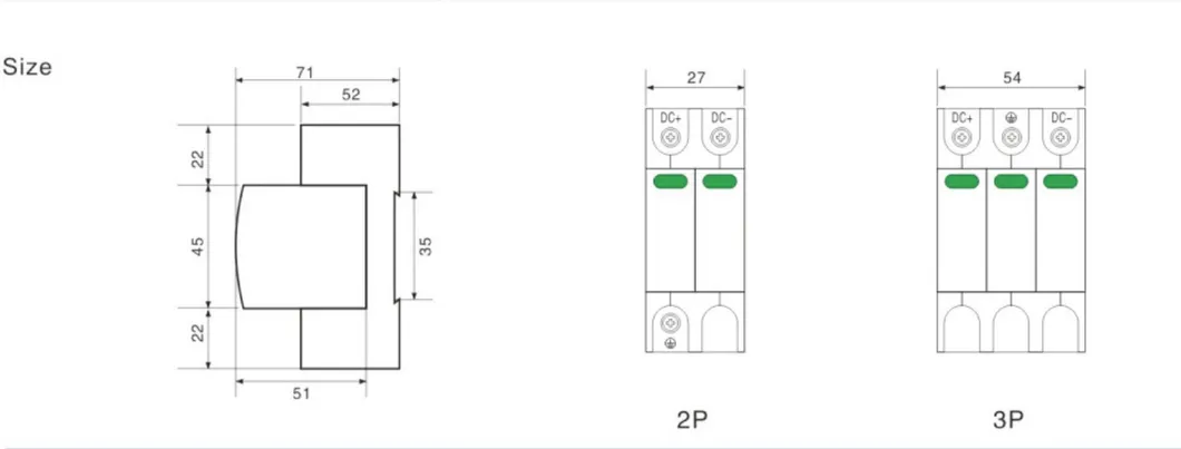 1p, 2p, 3p, 4p Surge Protective Device/Solar Surge Protector DC500V, 1000va/Lightning Surge Protector for Solar System Photovoltaic Protection