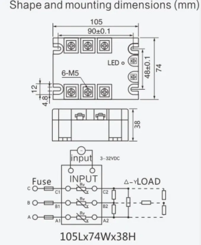 Three Phase Solid State Relay/10A-480VAC Solid State Relay/AC to AC Solid State Relay/Electric Power Solid State Relay